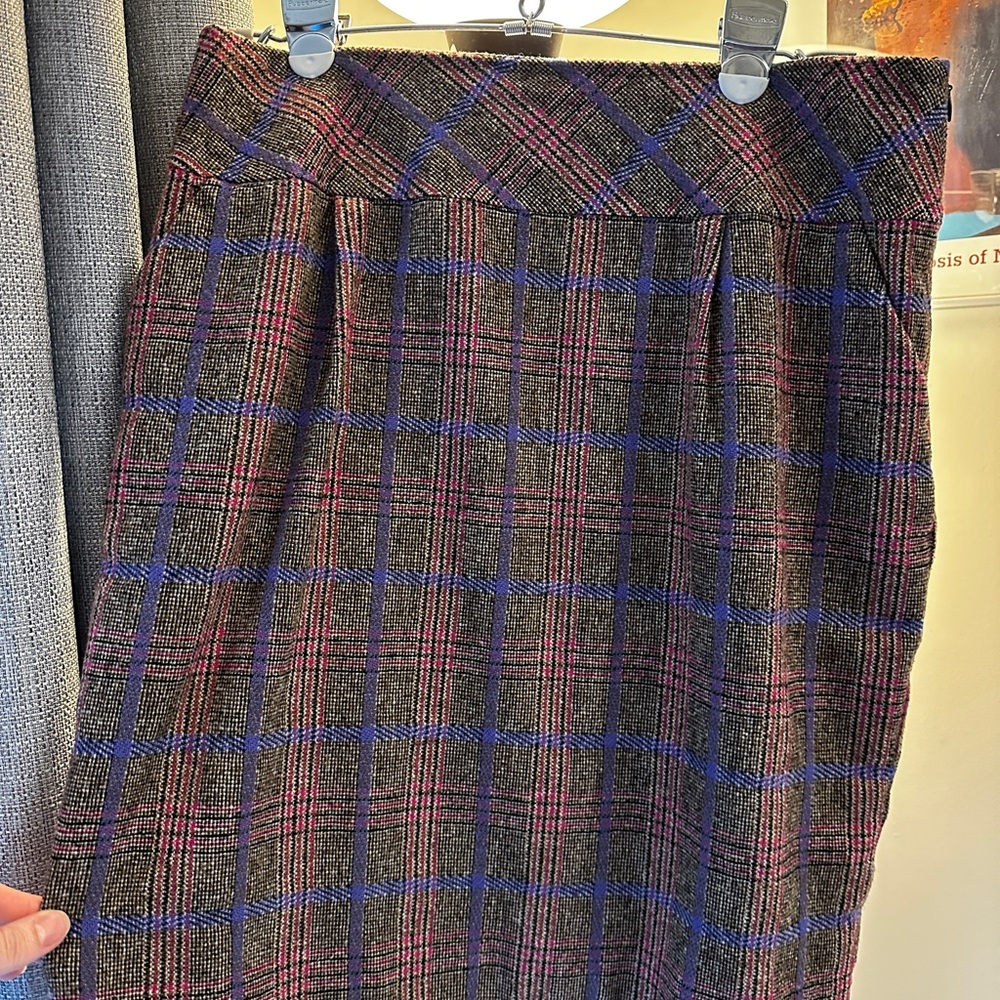 Escada Purple and Pink Plaid Skirt